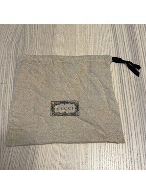 Authentic Gucci Logo Canvas Drawstring Dust Bag Beige Storage Pouch 9" x 10"